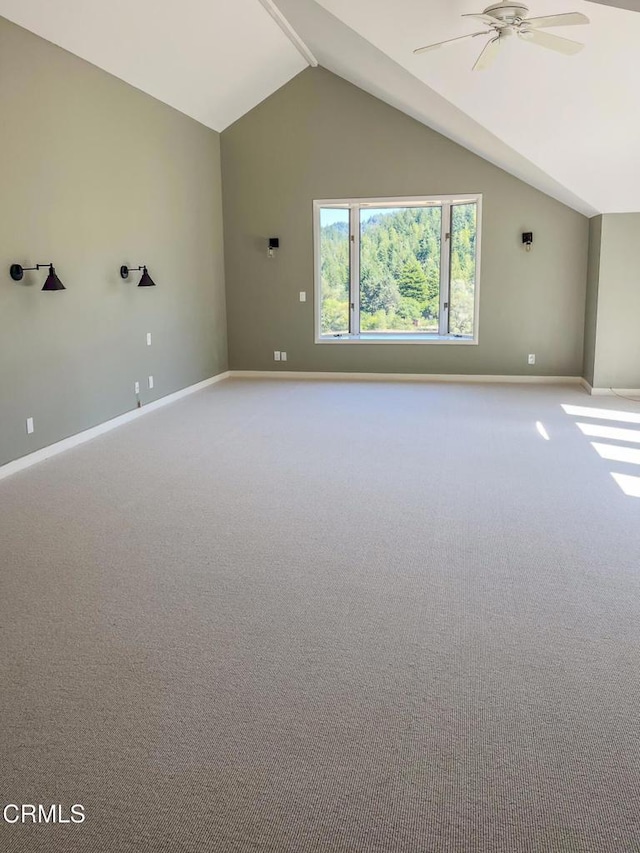 7950 Flynn Creek Rd, Comptche, CA 95427 - spare room featuring vaulted ceiling, carpet, and a ceiling fan