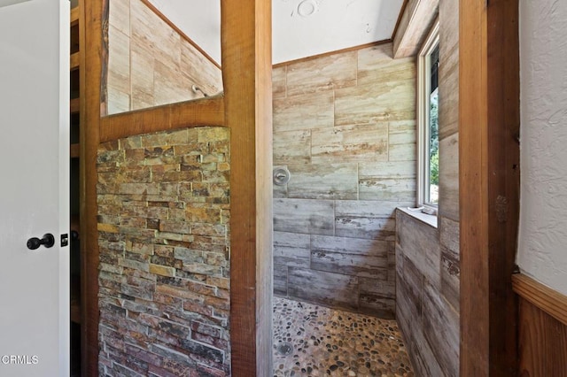 7950 Flynn Creek Rd, Comptche, CA 95427 - bathroom featuring wood walls