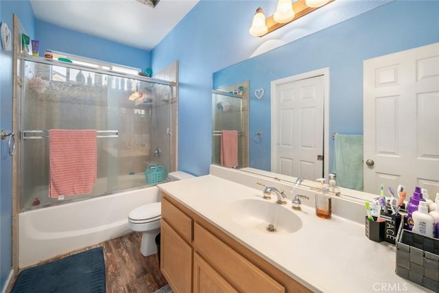 1681 Ocean St, Oceano, CA 93445 - full bathroom featuring wood finished floors, vanity, and enclosed tub / shower combo