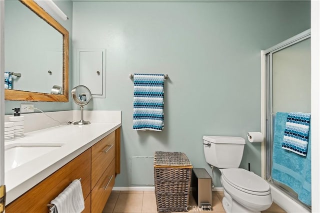 24 Spicewood Way, Irvine, CA 92612 - full bath with vanity, tile patterned floors, and an enclosed shower