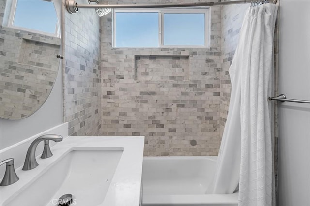 9513 Rex Rd, Pico Rivera, CA 90660 - full bathroom featuring plenty of natural light, shower / bath combo, and vanity