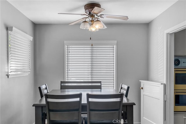 9513 Rex Rd, Pico Rivera, CA 90660 - dining area featuring a ceiling fan and plenty of natural light