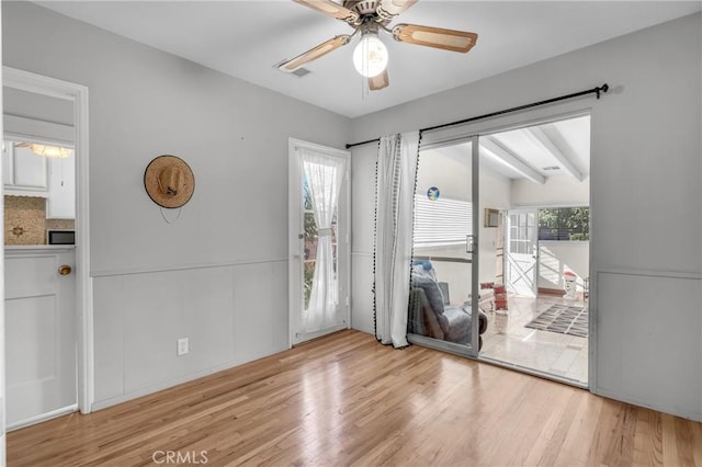 9513 Rex Rd, Pico Rivera, CA 90660 - unfurnished room featuring healthy amount of natural light, wood finished floors, and ceiling fan