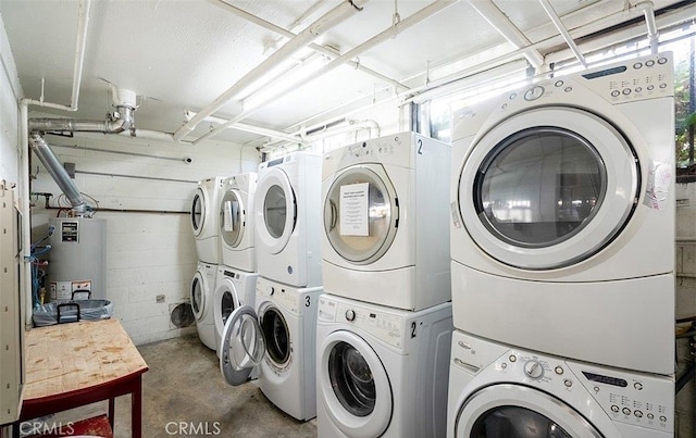 5224 Denny Ave Unit 209, North Hollywood, CA 91601 - community laundry featuring stacked washer and clothes dryer, water heater, and washer and clothes dryer