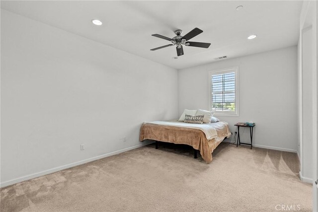2894 E Via Fiano, Ontario, CA 91764 - bedroom featuring light carpet, recessed lighting, and a ceiling fan