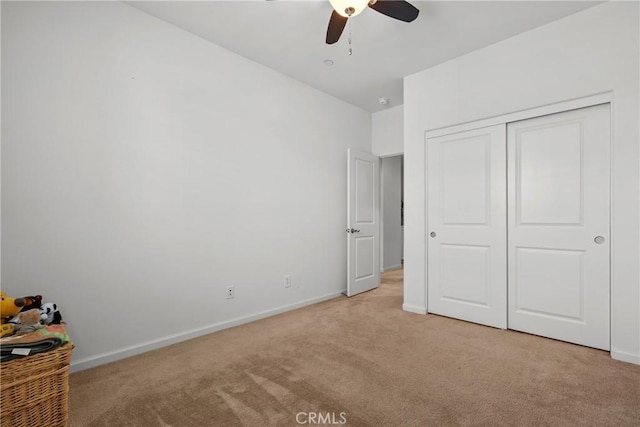 2894 E Via Fiano, Ontario, CA 91764 - unfurnished bedroom with light carpet, a closet, and a ceiling fan