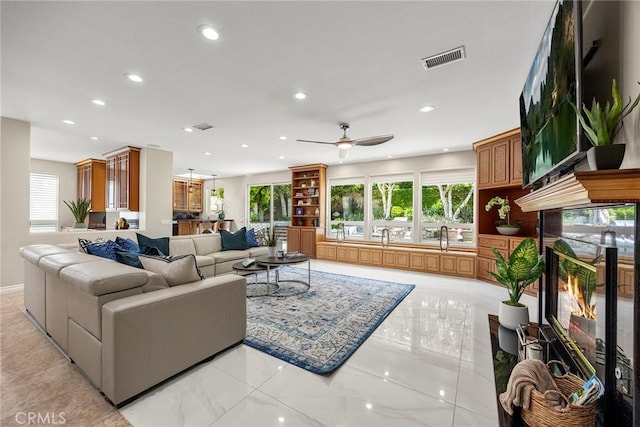 5210 Avenida De Kristine, Yorba Linda, CA 92887 - living area with recessed lighting, plenty of natural light, and ceiling fan