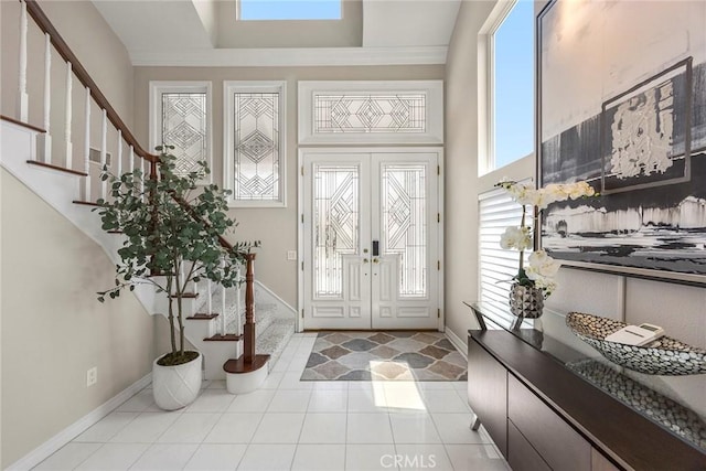 5210 Avenida De Kristine, Yorba Linda, CA 92887 - entryway with stairway, light tile patterned floors, and a high ceiling