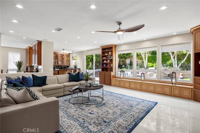 5210 Avenida De Kristine, Yorba Linda, CA 92887 - living area featuring recessed lighting and a ceiling fan