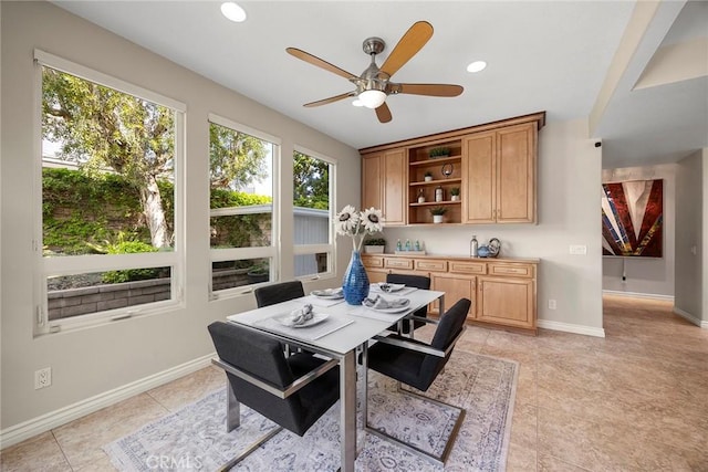 5210 Avenida De Kristine, Yorba Linda, CA 92887 - dining space featuring ceiling fan, light tile patterned floors, and recessed lighting