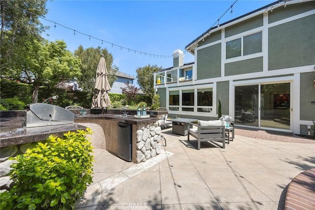 5210 Avenida De Kristine, Yorba Linda, CA 92887 - patio / terrace featuring an outdoor kitchen, a patio, an outdoor living space, and exterior bar