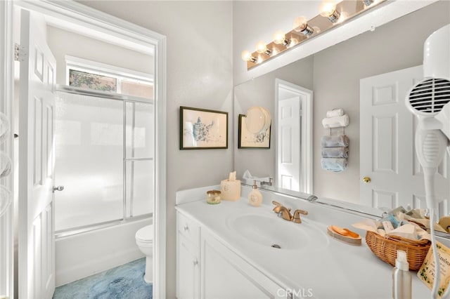 33818 Channel St, Temecula, CA 92592 - bathroom with vanity and bath / shower combo with glass door