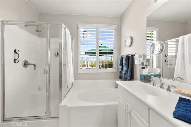 33818 Channel St, Temecula, CA 92592 - bathroom with a stall shower, a garden tub, and vanity