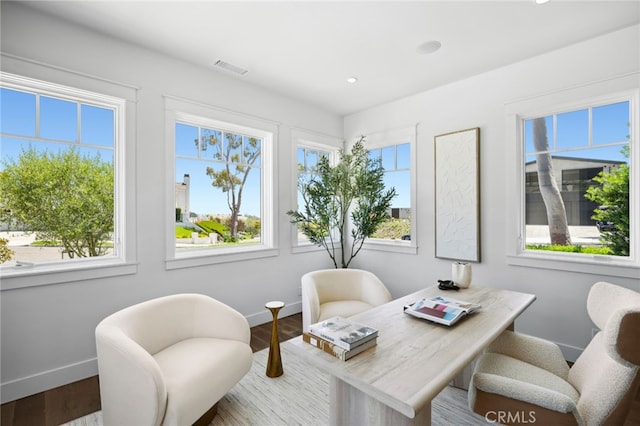 1456 Key Vw, Corona Del Mar, CA 92625 - home office featuring healthy amount of natural light, wood finished floors, and recessed lighting