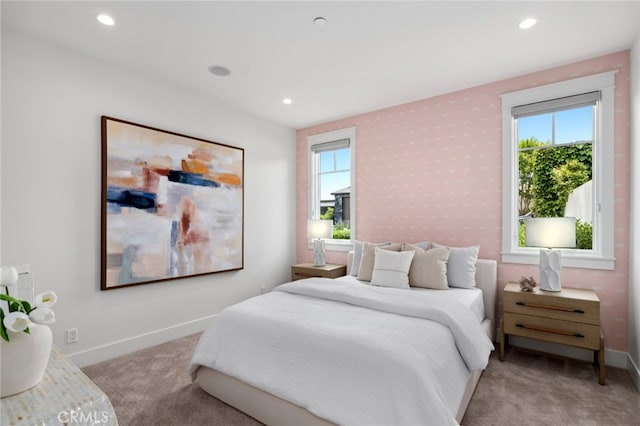 1456 Key Vw, Corona Del Mar, CA 92625 - bedroom featuring light colored carpet, multiple windows, and recessed lighting