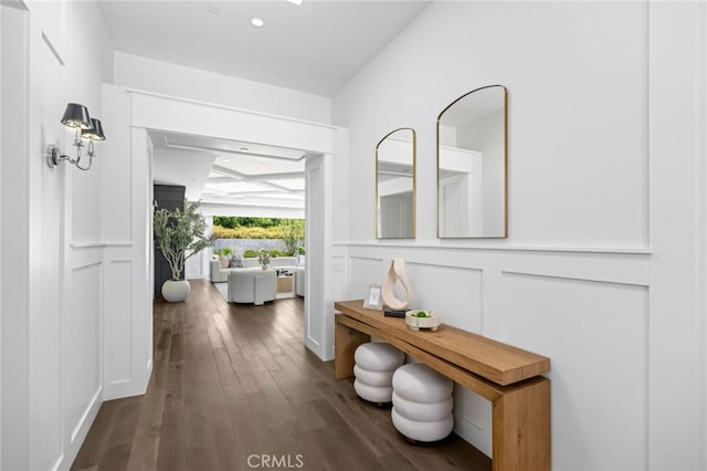 1456 Key Vw, Corona Del Mar, CA 92625 - hall featuring dark wood finished floors and recessed lighting