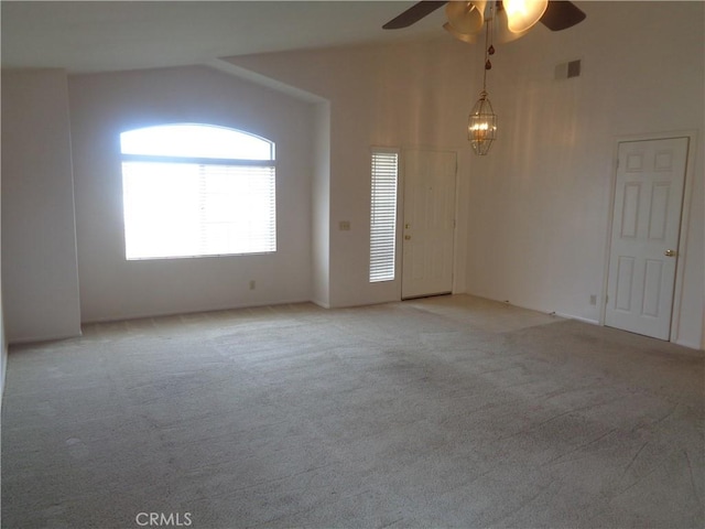 2425 Dixie St, Rosamond, CA 93560 - unfurnished room with ceiling fan, light colored carpet, and high vaulted ceiling