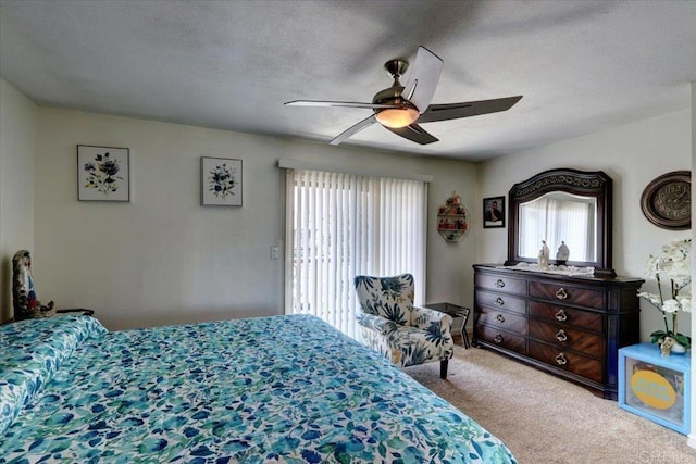 990 E Main St Unit A, El Cajon, CA 92021 - bedroom with carpet, a ceiling fan, and a textured ceiling
