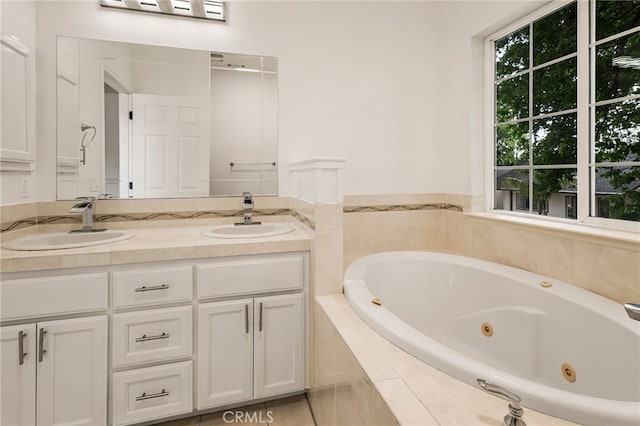 255 Sparrow Ct, Red Bluff, CA 96080 - bathroom featuring double vanity and a jetted tub