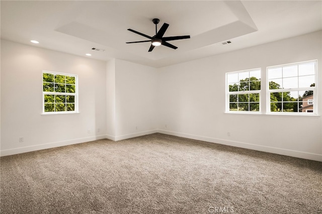 255 Sparrow Ct, Red Bluff, CA 96080 - carpeted spare room with recessed lighting, a ceiling fan, and a raised ceiling