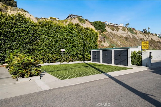 35411 Beach Rd, Dana Point, CA 92624 - view of green lawn featuring a detached garage