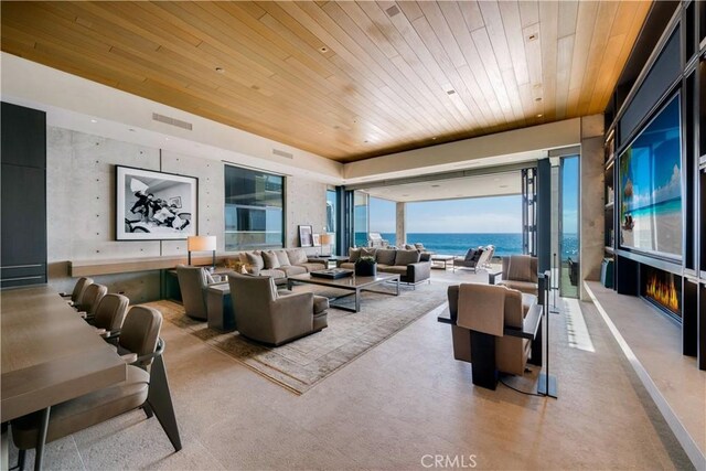 35411 Beach Rd, Dana Point, CA 92624 - living area featuring wooden ceiling and a water view
