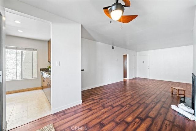 8210 Summertime Ln Unit 210, Culver City, CA 90230 - unfurnished living room with a ceiling fan, wood finished floors, and recessed lighting