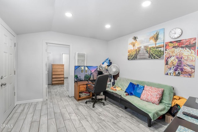 136 N Garfield Ave, Oxnard, CA 93030 - office area with light wood-type flooring, vaulted ceiling, and recessed lighting