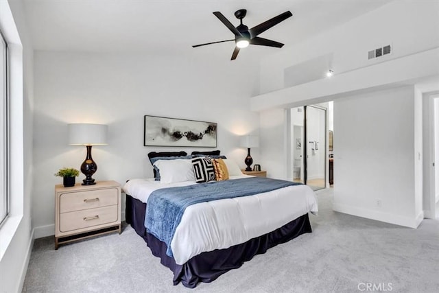 37 Conch Reef, Aliso Viejo, CA 92656 - bedroom with light carpet, a ceiling fan, ensuite bathroom, and lofted ceiling