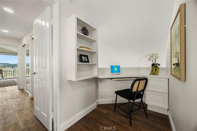 28245 Via Alfonse, Laguna Niguel, CA 92677 - office with built in desk, dark wood-style floors, and recessed lighting