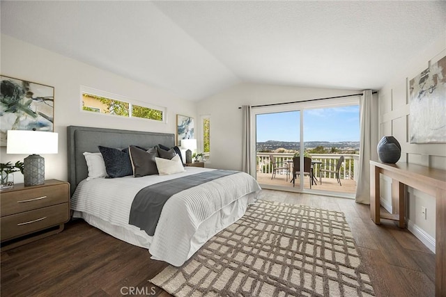 28245 Via Alfonse, Laguna Niguel, CA 92677 - bedroom featuring access to outside, vaulted ceiling, and wood finished floors
