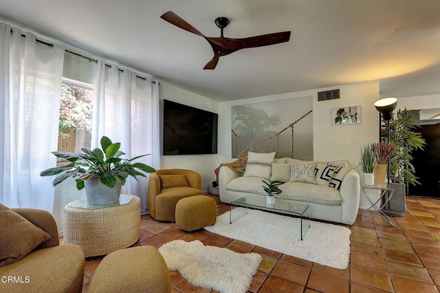 1998 Barnett Way, Los Angeles, CA 90032 - tiled living room featuring a ceiling fan