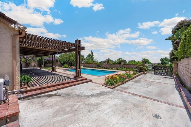 8291 Jennet St, Rancho Cucamonga, CA 91701 - view of swimming pool featuring a patio area, a pergola, and a fenced backyard