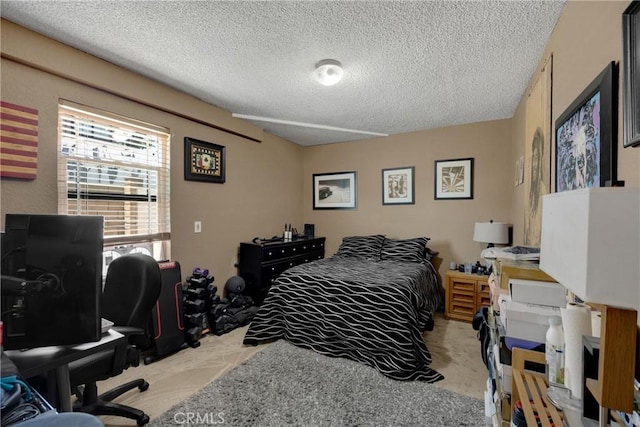 8291 Jennet St, Rancho Cucamonga, CA 91701 - bedroom with a textured ceiling, a desk, and light colored carpet