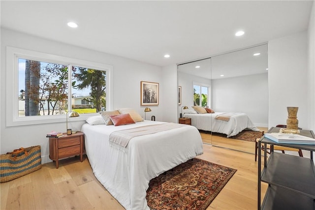 3119 Gibraltar Ave, Costa Mesa, CA 92626 - bedroom featuring recessed lighting, light wood-style flooring, and a closet