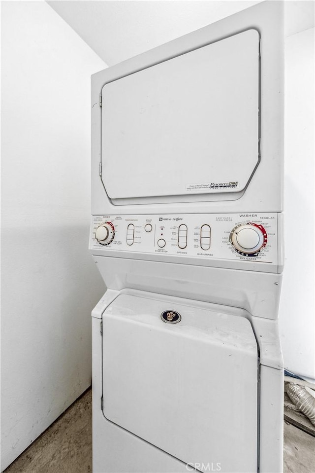 18051 Wakefield Ln Unit 106, Huntington Beach, CA 92648 - laundry room with stacked washing machine and dryer