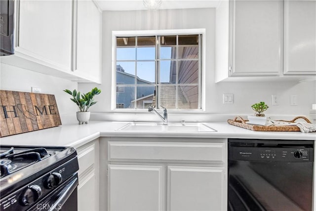 18051 Wakefield Ln Unit 106, Huntington Beach, CA 92648 - kitchen with black dishwasher, white cabinetry, light countertops, and range with gas stovetop