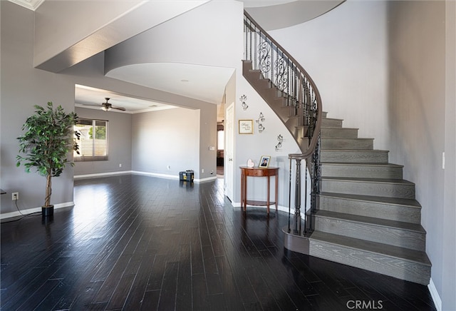 39269 Clear View Ct, Palmdale, CA 93551 - stairway with hardwood / wood-style floors and ceiling fan
