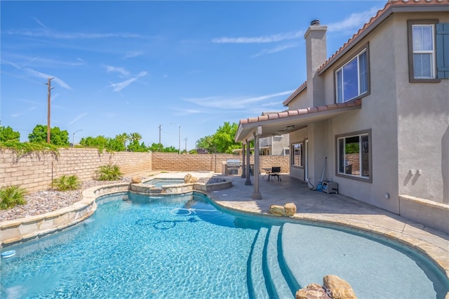 39269 Clear View Ct, Palmdale, CA 93551 - view of pool with a fenced backyard, a patio, and a pool with connected hot tub