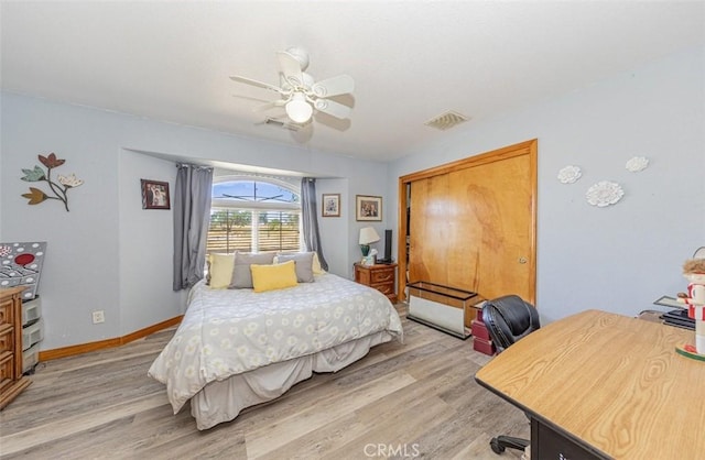 35095 Rough Rider Way, Raymond, CA 93653 - bedroom featuring light wood-type flooring, a ceiling fan, a closet, and an office area