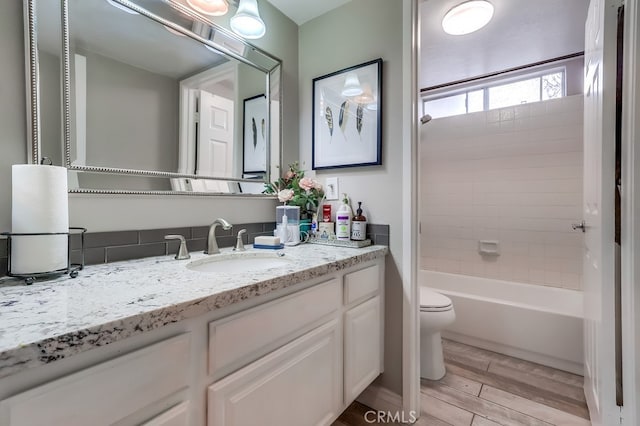 24813 Sagecrest Cir, Stevenson Ranch, CA 91381 - full bathroom with vanity, wood finished floors, and shower / bathtub combination