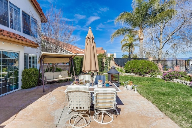 24813 Sagecrest Cir, Stevenson Ranch, CA 91381 - fenced backyard with a patio area, a gazebo, and outdoor dining space