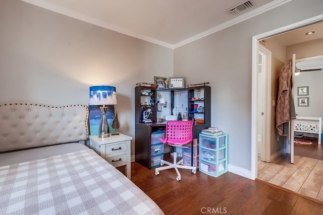 24813 Sagecrest Cir, Stevenson Ranch, CA 91381 - bedroom featuring wood finished floors and ornamental molding
