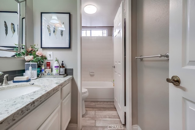 24813 Sagecrest Cir, Stevenson Ranch, CA 91381 - bathroom with vanity, wood finished floors, and shower / bathtub combination