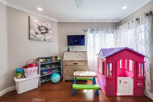 24813 Sagecrest Cir, Stevenson Ranch, CA 91381 - bedroom featuring wood finished floors, crown molding, and recessed lighting