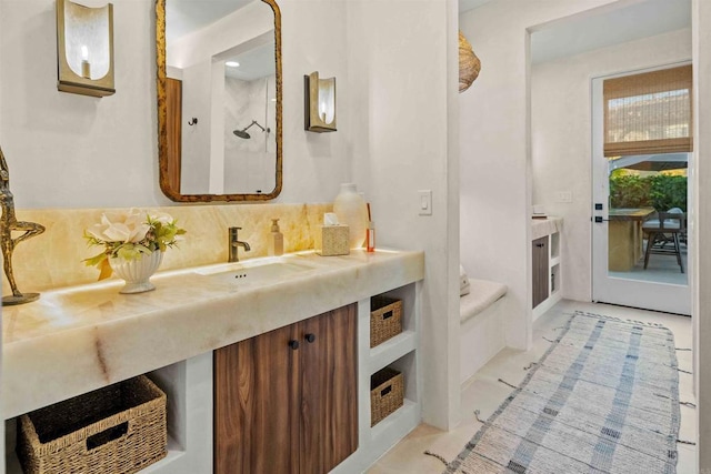 2830 Paradise Ridge Ct, Chula Vista, CA 91915 - bathroom with tasteful backsplash, vanity, and a shower