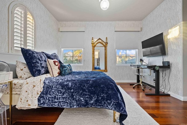 2830 Paradise Ridge Ct, Chula Vista, CA 91915 - bedroom with a textured wall, wood finished floors, and wallpapered walls