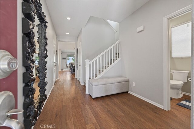 531 Owens River Dr, Oxnard, CA 93036 - foyer entrance featuring wood finished floors, stairs, and recessed lighting