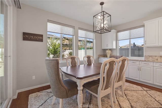 531 Owens River Dr, Oxnard, CA 93036 - dining area featuring a chandelier, plenty of natural light, and wood finished floors