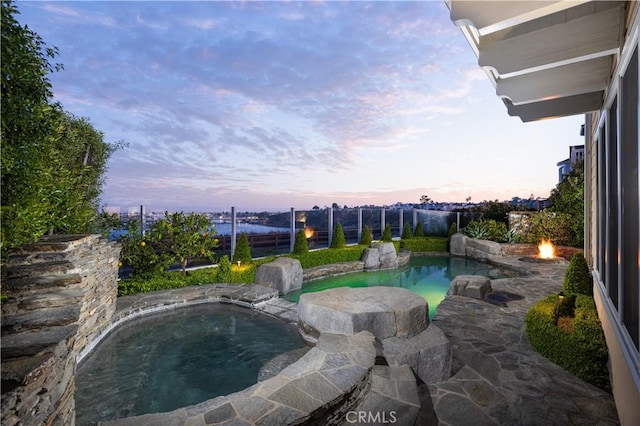 57 Cape Andover, Newport Beach, CA 92660 - pool at dusk with an outdoor pool and a fire pit